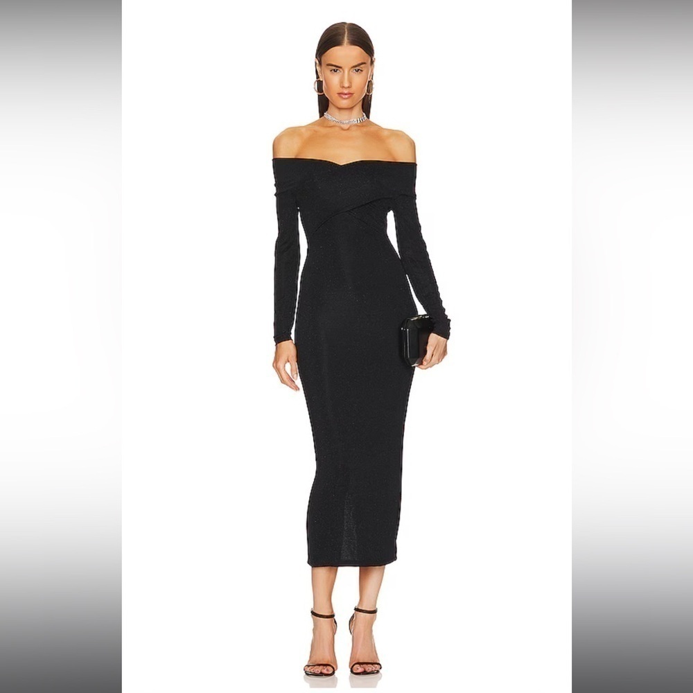 ALLSAINTS Delta Shimmer Bodycon Midi Dress 🖤 sz 0